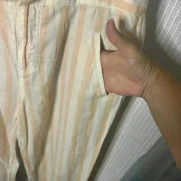 Anthropologie Women’s Size 2 Oasis Striped High-rise Linen Pants in Peach/Cream - Picture 5 of 15